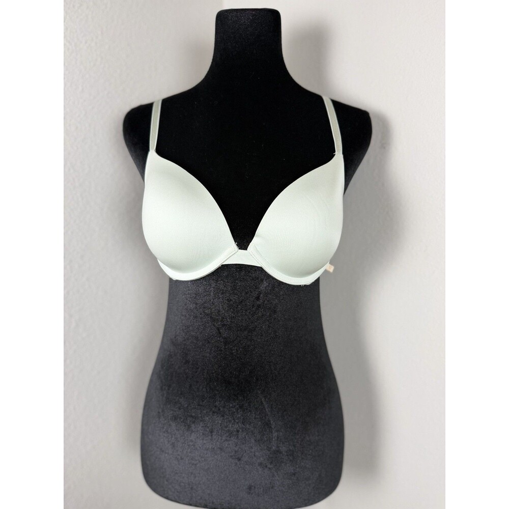 Victoria’s Secret Push-Up Bra 34C Mint Green Padded Underwire Smooth T-Shirt Bra